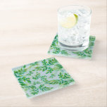 Dessous-de-verre En Verre Eau vert Feuilles sur l'eau<br><div class="desc">Feuilles plantes aquarelle sur l'eau. Peinture avec profondeur.</div>