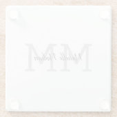 Dessous-de-verre En Verre Écriture manuscrite moderne monographie Nom Initia (Dos)