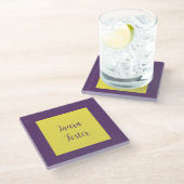 Dessous-de-verre En Verre Écriture manuscrite Nom élégant Indigo et couleur  (Incliné)