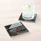 Dessous-de-verre En Verre Écureuil à l'éleveur d'oiseaux (Incliné)