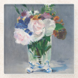 Dessous-de-verre En Verre Edouard Manet - Fleurs dans un Vase de Cristal