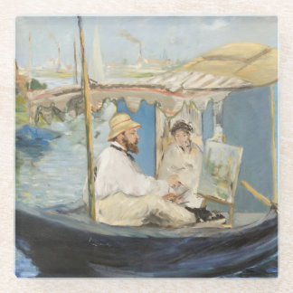 Dessous-de-verre En Verre Edouard Manet - Monet Peinture sur son Studio Boat