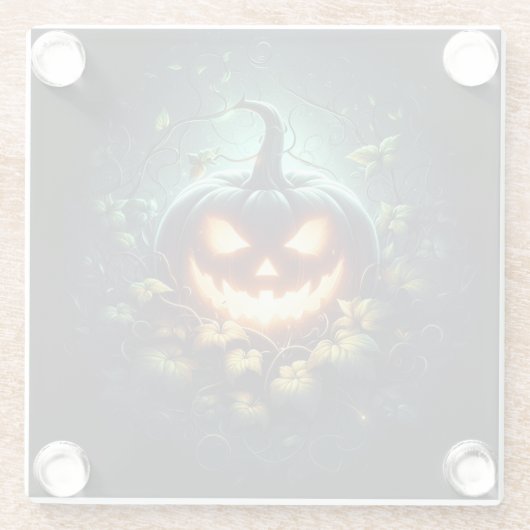 Dessous-de-verre En Verre Éffrayant nature brillant Halloween citrouille (Dos)