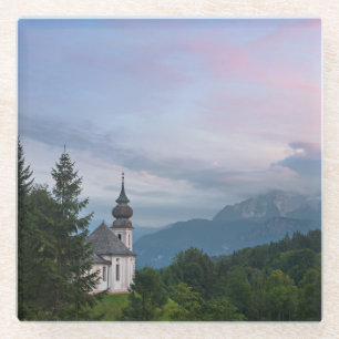 Dessous-de-verre En Verre Église des Alpes au coucher du soleil