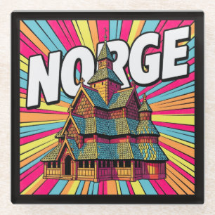 Dessous-de-verre En Verre Église en bois debout de Gol de Norvège Oslo Sous-