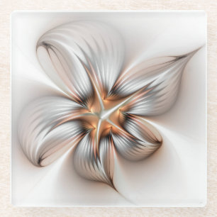 Dessous-de-verre En Verre Élégance florale Art Abstrait fractal moderne