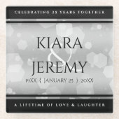 Dessous-de-verre En Verre Élégant 25e anniversaire de Mariage d'argent (Devant)