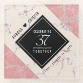 Dessous-de-verre En Verre Élégant 37e anniversaire du Mariage Alabaster (Devant)