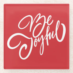 Dessous-de-verre En Verre Elégant Be Joyful Holiday Design