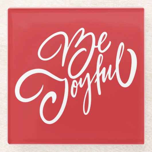 Dessous-de-verre En Verre Elégant Be Joyful Holiday Design (Devant)