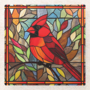 Dessous-de-verre En Verre Élégant cardinal en verre tendu
