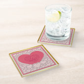 Dessous-de-verre En Verre Élégant Heureuse Sainte-Valentin de coeur rose élé (Incliné)