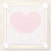 Dessous-de-verre En Verre Élégant Heureuse Sainte-Valentin de coeur rose élé (Dos)