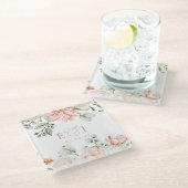 Dessous-de-verre En Verre Élégant Mariage Floral Rose Pâle Botanique Moderne (Incliné)