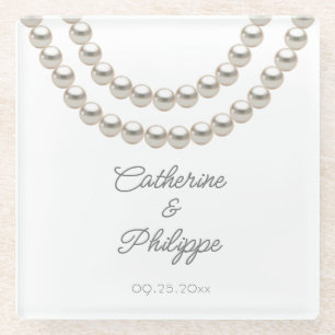 Dessous-de-verre En Verre Elegant Mariage Pearl