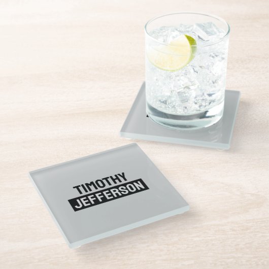 Dessous-de-verre En Verre Elegant Modern Minimalist Own Name (Incliné)