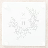 Dessous-de-verre En Verre Élégant Monogramme Mariage de couronne Couple (Dos)