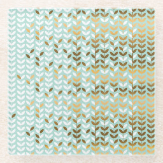 Dessous-de-verre En Verre Élégant Motif Gold Green Leaf