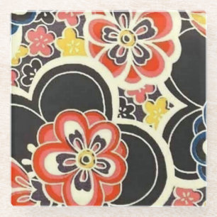 Dessous-de-verre En Verre Elégant Origami Japonais Washi Fleurs modernes