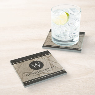 Dessous-de-verre En Verre Elégant Sepia Toned Cracked Stones