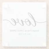 Dessous-de-verre En Verre Élégant Simple Love Script Mariage personnalisé Fa (Dos)