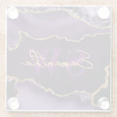 Dessous-de-verre En Verre Élégant violet et Parties scintillant d'or de Faux (Dos)