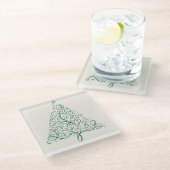 Dessous-de-verre En Verre Élégante calligraphie rouge et verte Arbre de Noël (Incliné)