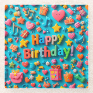 Dessous-de-verre En Verre Éléments colorés de célébration d'anniversaire
