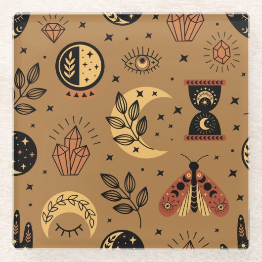 Dessous-de-verre En Verre Éléments magiques : Enchanter un Motif sans coutur (Devant)