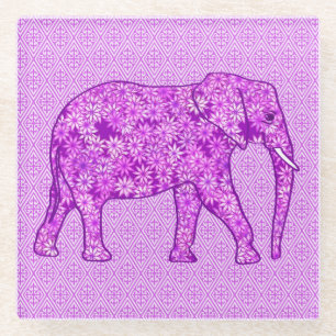 Dessous-de-verre En Verre Eléphant fleur - améthyste violet