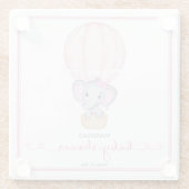 Dessous-de-verre En Verre Eléphant rose bébé fille douche (Dos)