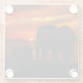 Dessous-de-verre En Verre Eléphants au coucher du soleil (Dos)