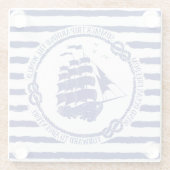 Dessous-de-verre En Verre Emblème nautique avec le bateau de navigation (Dos)