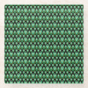 Dessous-de-verre En Verre Emerald Green Drop Motif Élégant Noël