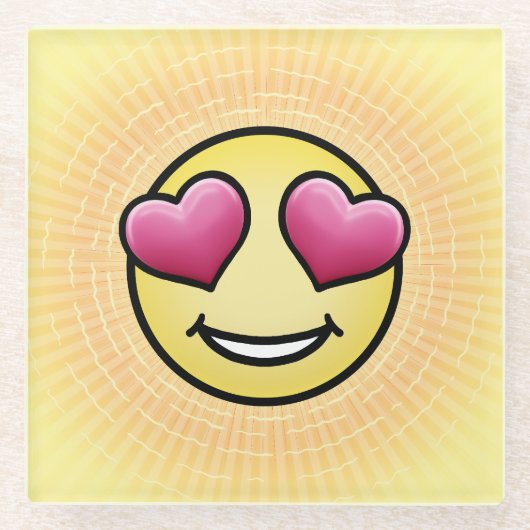 Dessous-de-verre En Verre Emoji Love (Devant)
