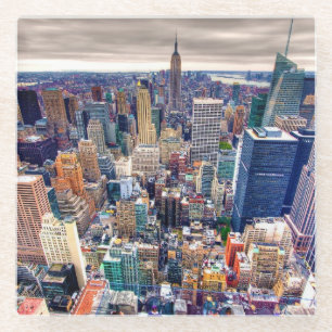 Dessous-de-verre En Verre Empire State Building et Midtown Manhattan