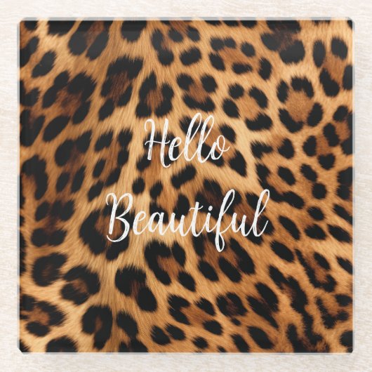 Dessous-de-verre En Verre Empreinte de léopard Brown chic (Devant)