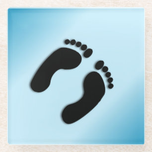 Dessous-de-verre En Verre Empreintes Pieds Nus Bleu
