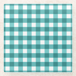 Dessous-de-verre En Verre en vichy turquoise