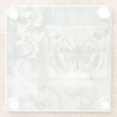 Dessous-de-verre En Verre Encart vert de papillon avec la porte de (Dos)