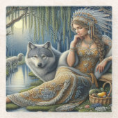 Dessous-de-verre En Verre Enchantement Lune dans la Forêt Mystique (Devant)