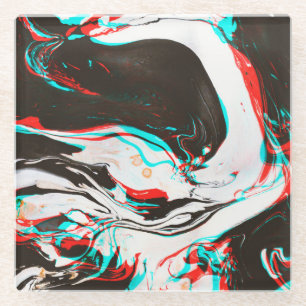 Dessous-de-verre En Verre Encre Marbrée : Texture Glitch Distortie.
