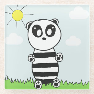 Dessous-de-verre En Verre Enfants Panda