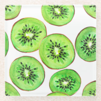 Dessous-de-verre En Verre Ensemble d'aquarelle aux fruits Kiwi verts