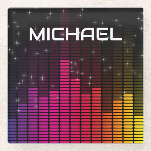 Dessous-de-verre En Verre Equalizer Disco Lights Music Volume Personalised (Devant)