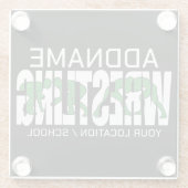 Dessous-de-verre En Verre Équipe de lutte AJOUTER TEXTE École Varsity Lutteu (Dos)