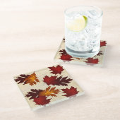 Dessous-de-verre En Verre Érable et chêne Feuillage Feuille Couleurs d'autom (Incliné)