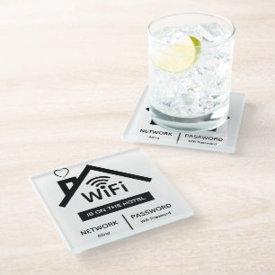 Dessous-de-verre En Verre Est Sur Le Mot De Passe Wifi De L'hôtel Dessous De