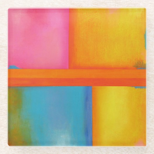 Dessous-de-verre En Verre ÉTÉ, SOLEIL & MER - Bleu rose bleu Abstrait (Devant)