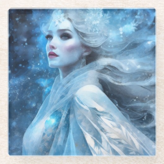 Dessous-de-verre En Verre Ethereal Frozen Neige Queen Imaginaire Art (Devant)